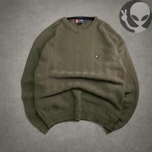 Vintage 90s Chaps Ralph Lauren Knit Sweater Herringbone Brown Extra Large